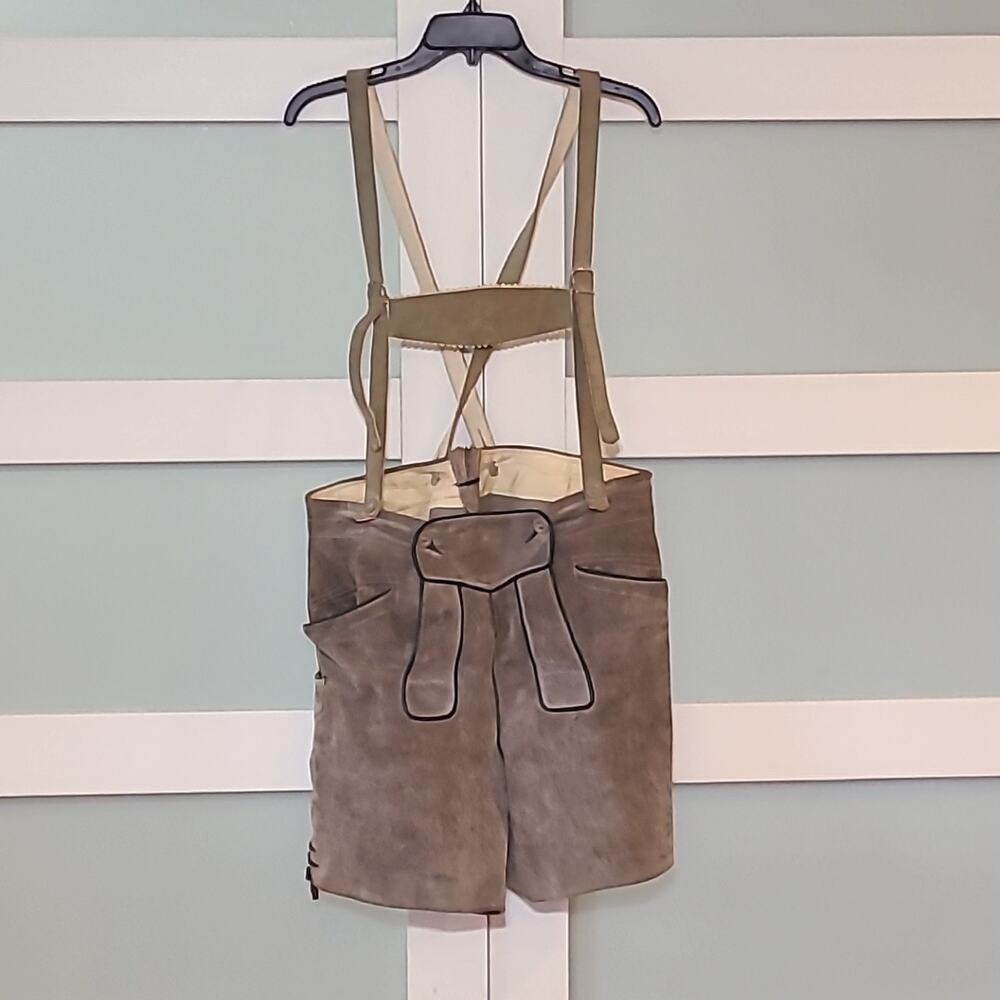 Authentic Lederhosen Austria Made EU 45 US 34 6" Inseam Leather Gray Oktoberfest